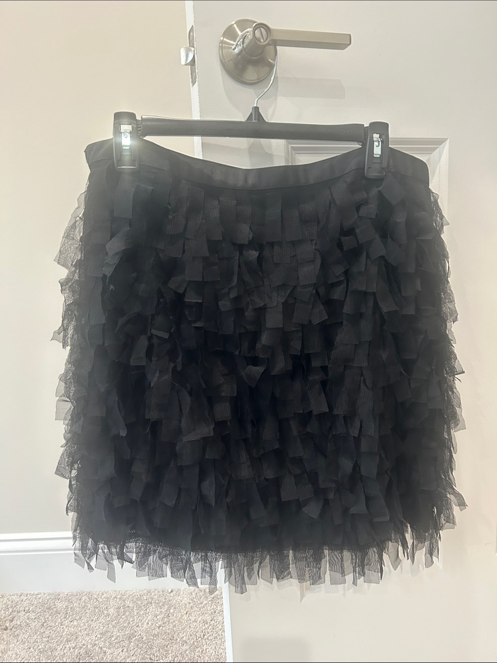 LOFT Black Ruffle Tulle Mini Skirt